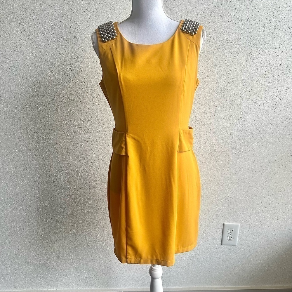 Mustard Dress with Metal Beads